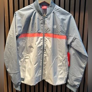 New Balance Gray and Pink Windbreaker with Stand-Up Collar